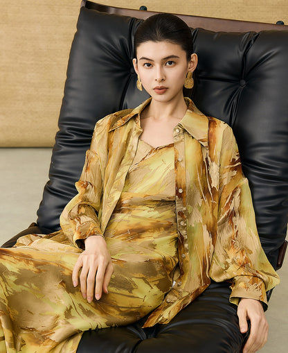 HECO Chinese National Style Burning Flower Slightly Transparent shirt- STROK.