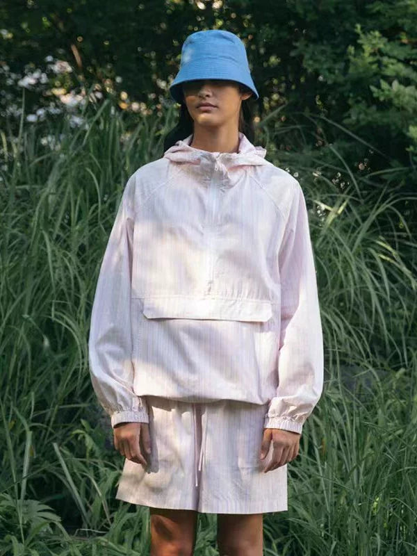 Nothing Written Striped Shirt Women's Summer Niche Loose Hooded Shirt-MYRA.
