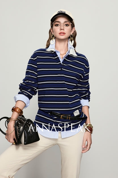 ANNASPEAK color loose striped knit long dress-MUA.