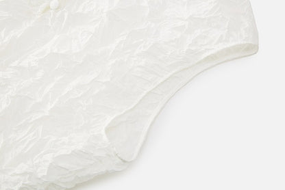 ZHUCHONGYUN white sleeveless turtleneck light and wrinkled top--MEIKO.