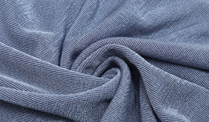 DOLLY Luxury Fog Blue Pleated Off Shoulder Slant Collar Long Sleeve Banquet Dress-MAYA