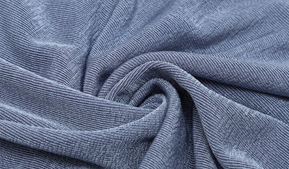 DOLLY Luxury Fog Blue Pleated Off Shoulder Slant Collar Long Sleeve Banquet Dress-MAYA