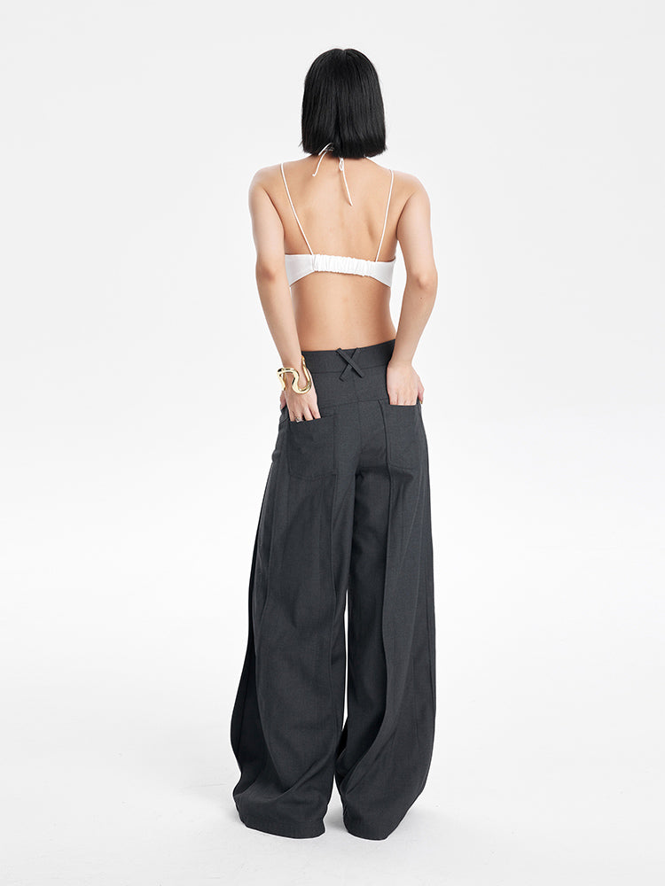 TINYIN heavy work patchwork wide-leg versatile black pants -GASSY