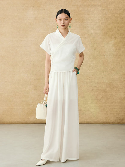 HECO Acetate High Waist Wide-leg Pants - TREY.