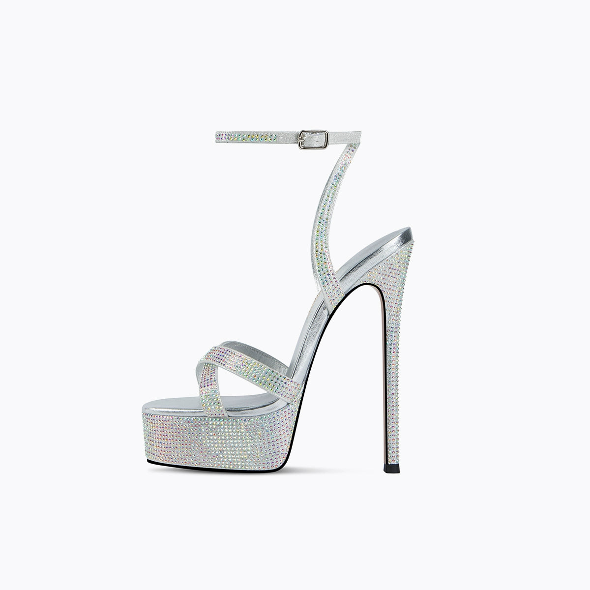 Fabfei platform 15cm sky high stiletto silver sexy rhinestone sandals - Hitta