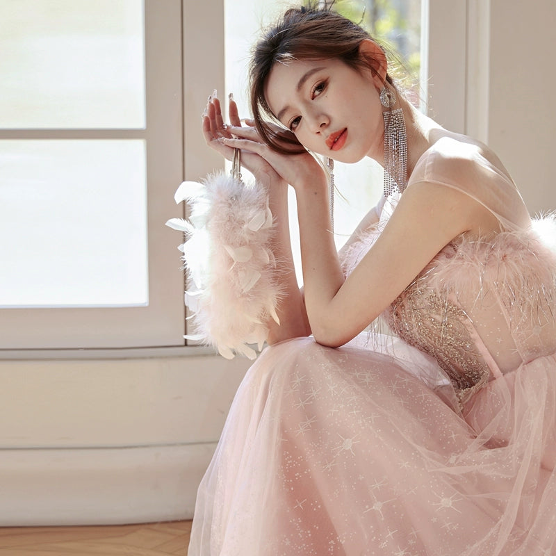 DOLLY Elegant Off Shoulder Sleeveless Embroidery Long Tutu Dress-IMOGEN