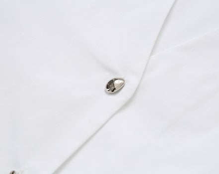 COMME MOI Lu Yan designer's new women's white cotton elastic V-neck commuter shirt - GIFTED.