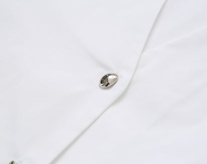 COMME MOI Lu Yan designer's new women's white cotton elastic V-neck commuter shirt - GIFTED.