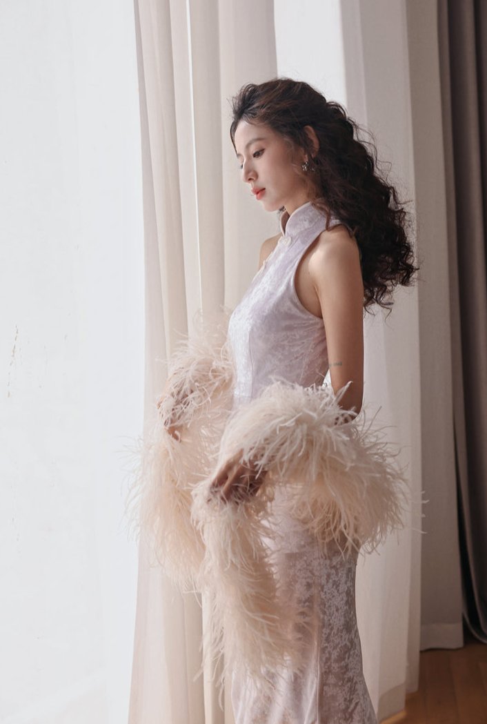 DOLLY Elegant Cream Fluffy Women Chic Shawl-LISSY