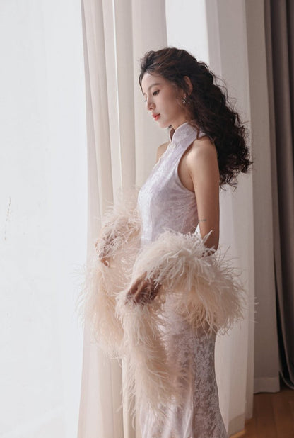 DOLLY Elegant Cream Fluffy Women Chic Shawl-LISSY