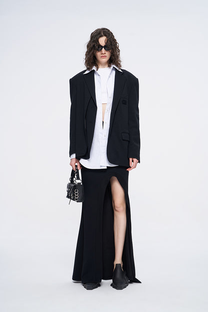 ANNAKIKI two-color patch loose silhouette blazer woman-HANWEN