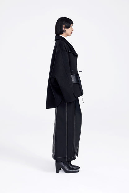 TINY IN three-dimensional long sleeve women's woolen black jacket-ITA