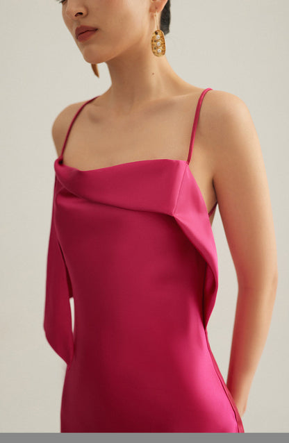 GOUDIN dressing satin party evening gown-MORA.