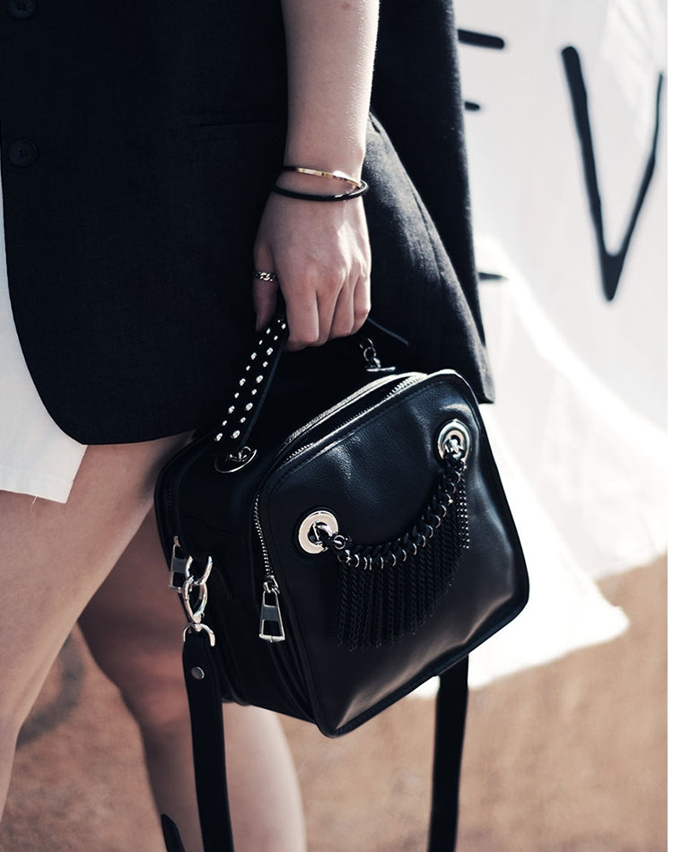 IUBallet Elegant Messenger Leather Black Bag - DANEL.