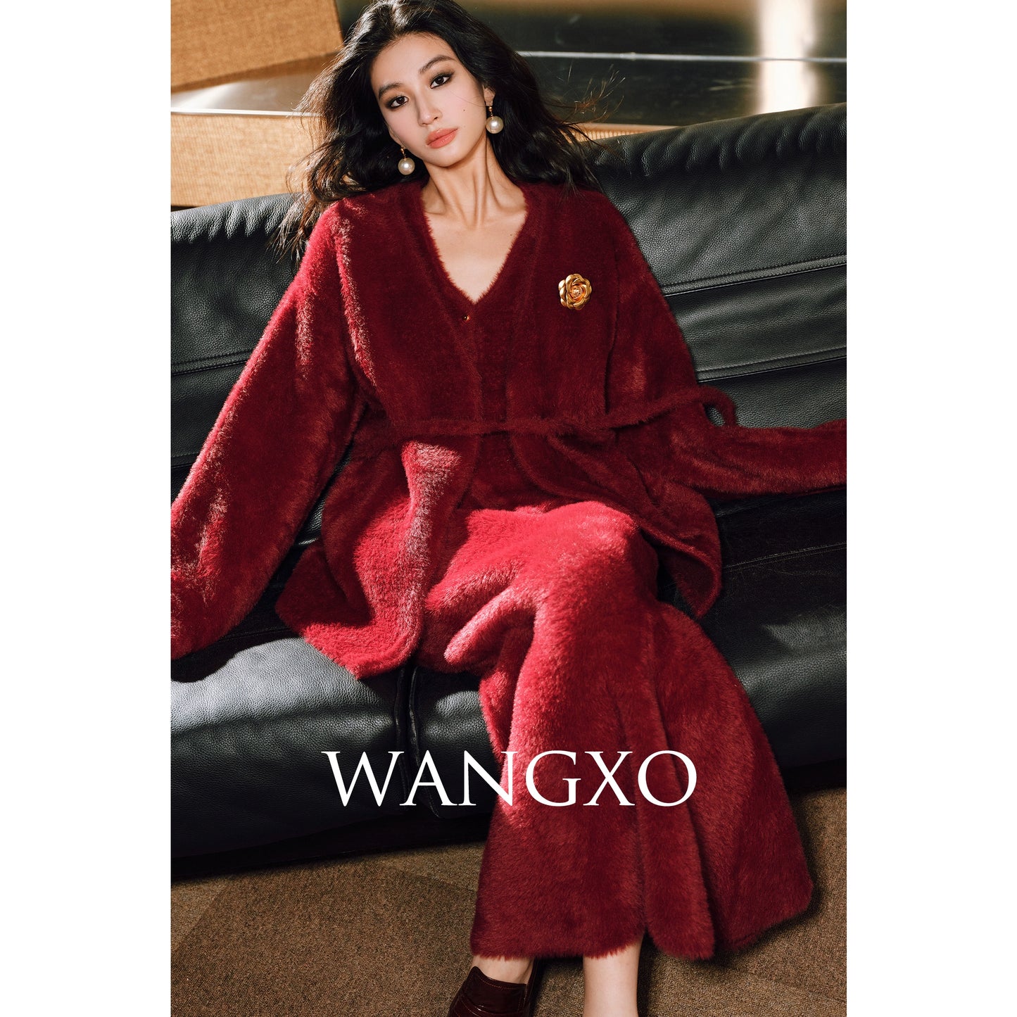 WANGXO | Ultimate Fluffy Mink Hair Texture  Lazy Soft Cardigan, Matching Vest & Elegant Fishtail Skirt Set-  KIMI ?