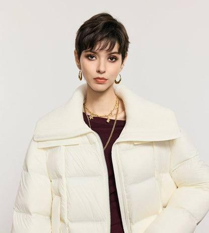 ANNASPEAK Lightweight Wool Collar Short Down Jacket-PANP.