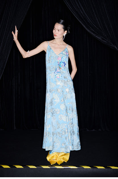 M essential Mackay designer butterfly embroidery bias slip dress pants - vuia wake.