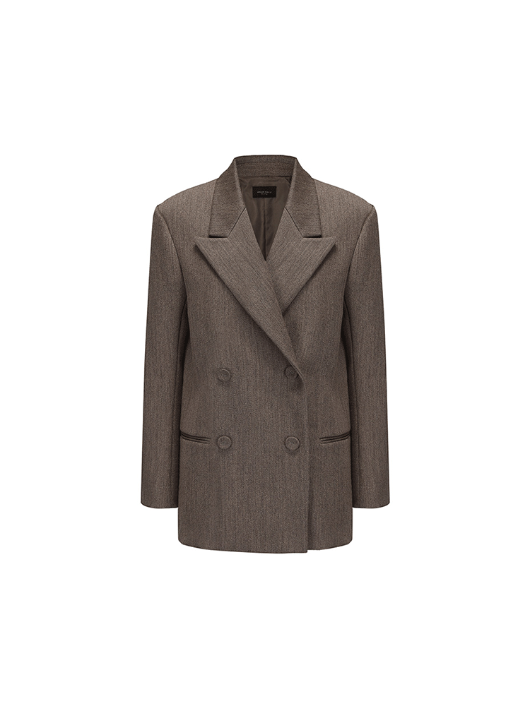 ATELIER MISS LU Double-breasted Vintage Sheep Wool Blazer - KATLYN.