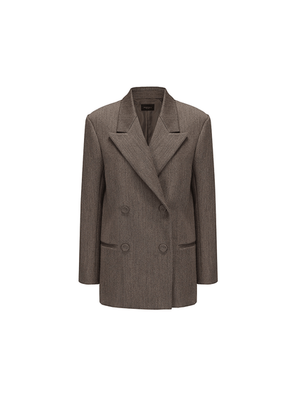 ATELIER MISS LU Double-breasted Vintage Sheep Wool Blazer - KATLYN.