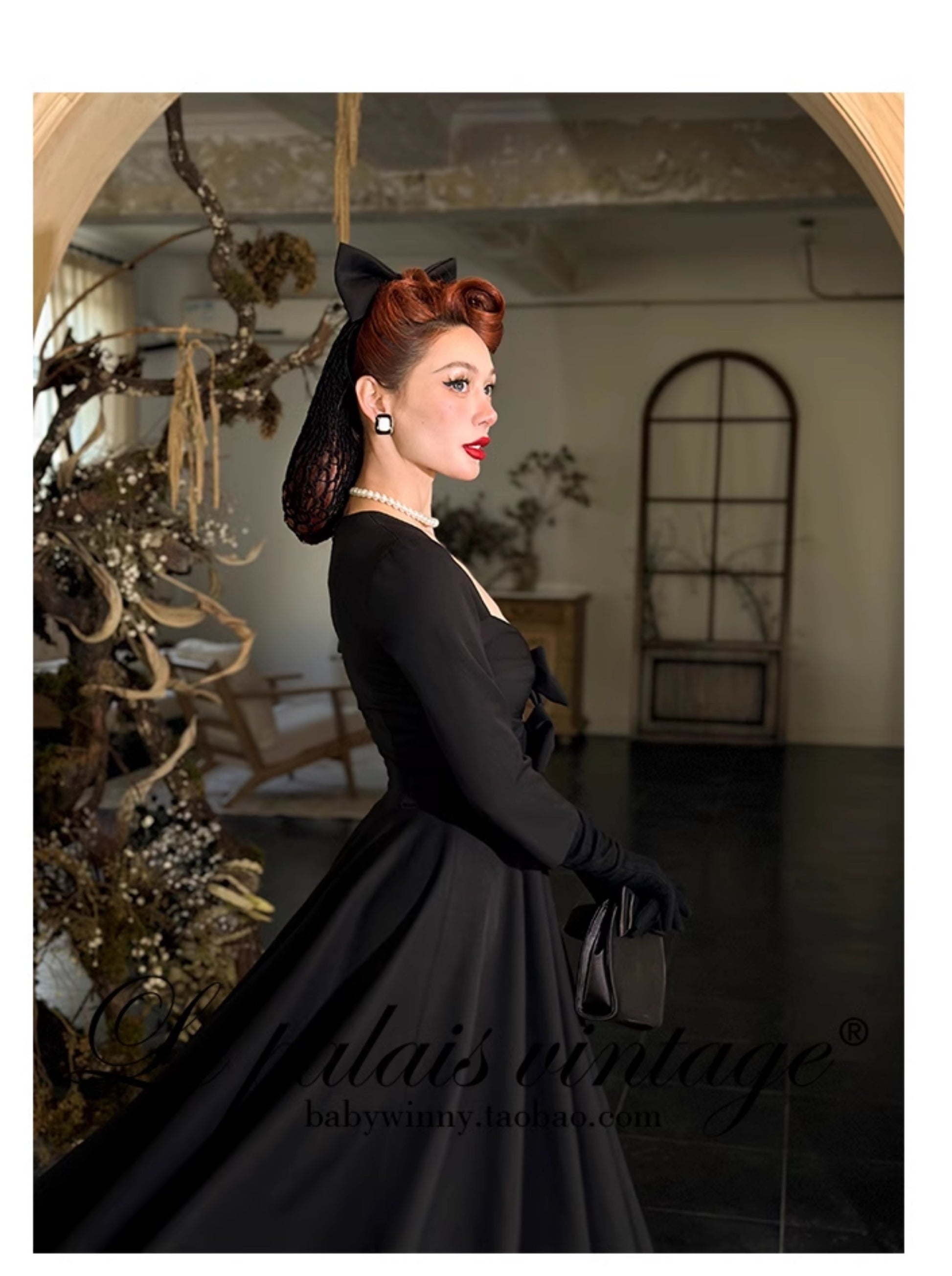 Le Palais Vintage Elegant Retro Long Sleeves Midi black Cocktail Dress GOOD GIRL REBEL Le Palais Vintage Elegant Retro Long Sleeves Midi black Cocktail Dress GOOD GIRL REBEL