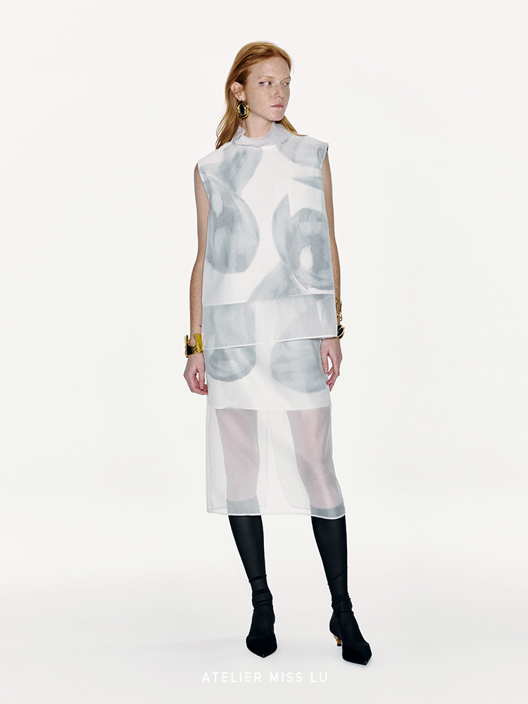 ATELIER MISS LU Calla Lily Print Fake Two-Piece Skirt - SARAH.