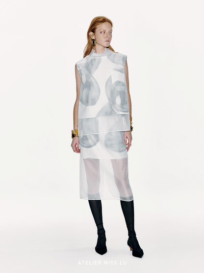 ATELIER MISS LU Calla Lily Print Fake Two-Piece Skirt - SARAH.