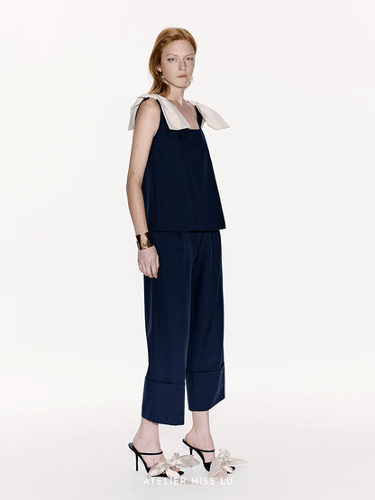 ATELIER MISS LU Spring/Summer Folded Leg Design Straight Cropped Pants - LEWIS.