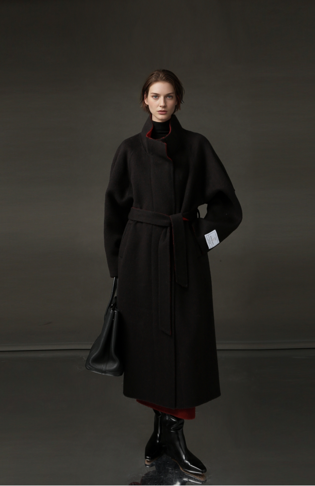 PIAOIN Women's Tweed Jacket Cashmere Long Coat-DAWN