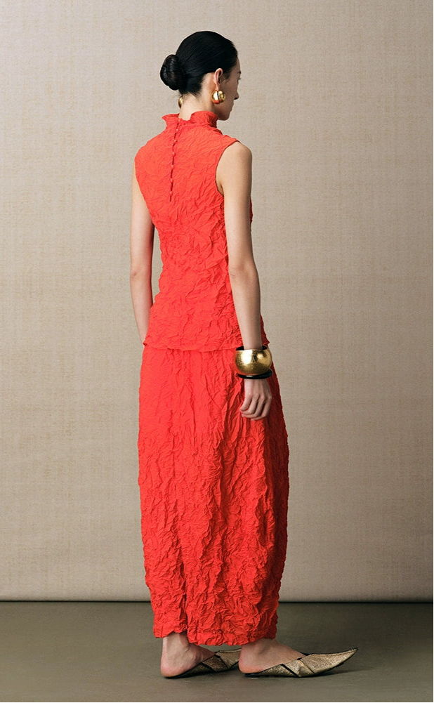 ZHUCHONGYUN pleated cocoon-shaped wide-leg trouser and top-TANMA.