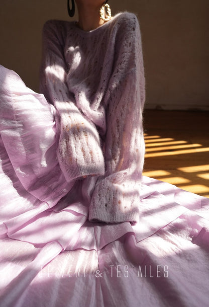 LE VENT&TES AILES French romantic luxury full midi summer skirt -RINA