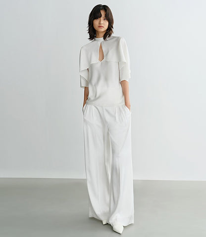 COMME MOI Lv Yan designer summer new women's small stand collar white cape top - DAISY.