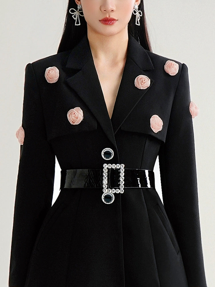 CHECOCRE Cute Stubble Commuting Cool Temperament Black Suit Dress - LUKE