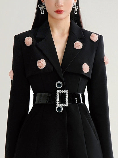 CHECOCRE Cute Stubble Commuting Cool Temperament Black Suit Dress - LUKE