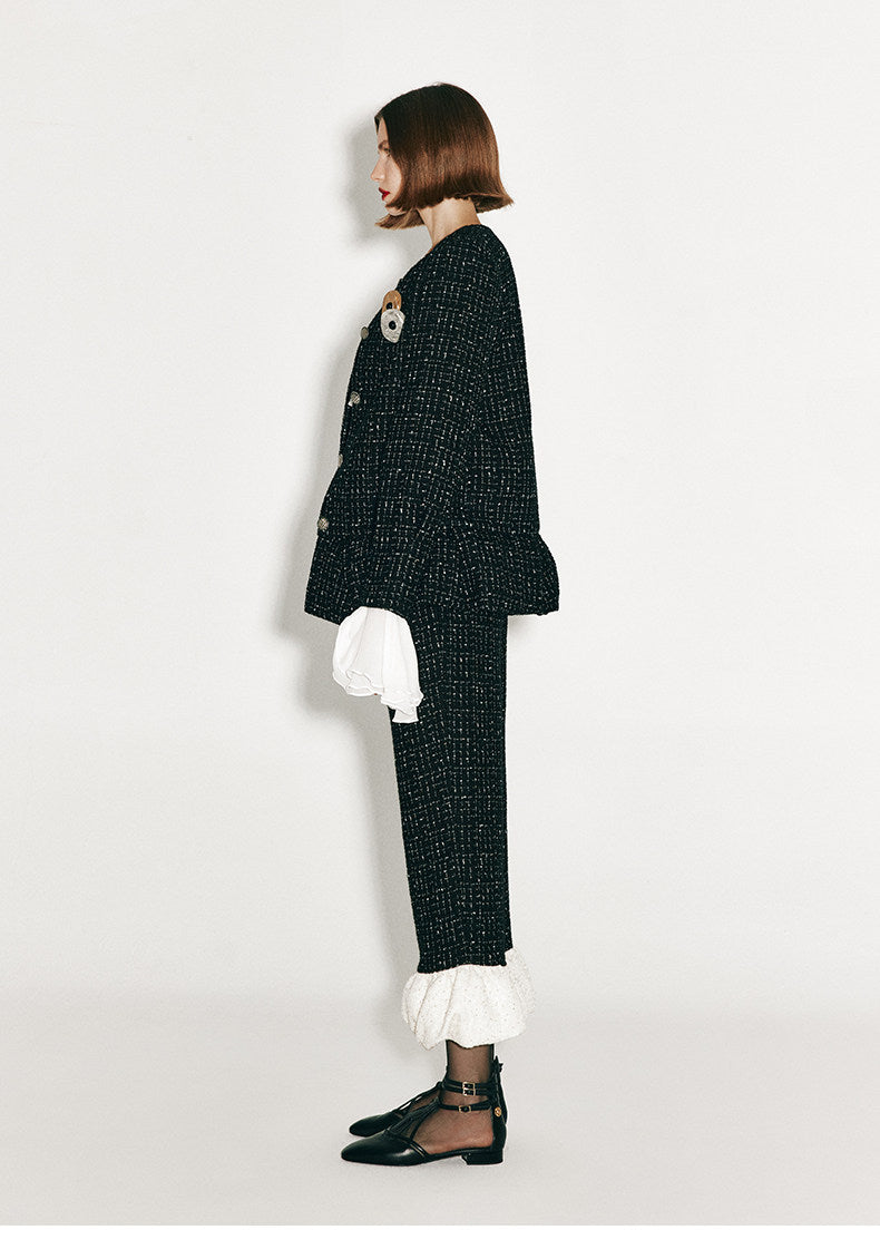 ATELIER MISS LU Fall/Winter Sequin Bud Hem Straight-leg Pants - HEAVEN