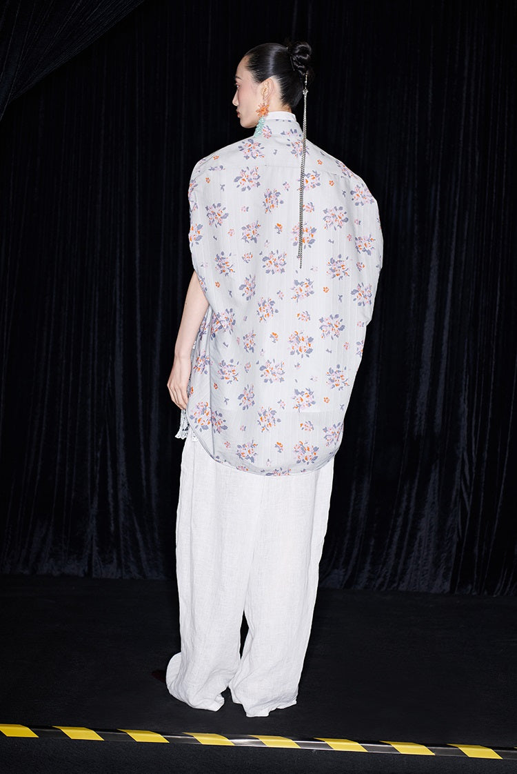 M essential Mackay designer Zen linen layered lace elasticated waist loose trousers - ZING.