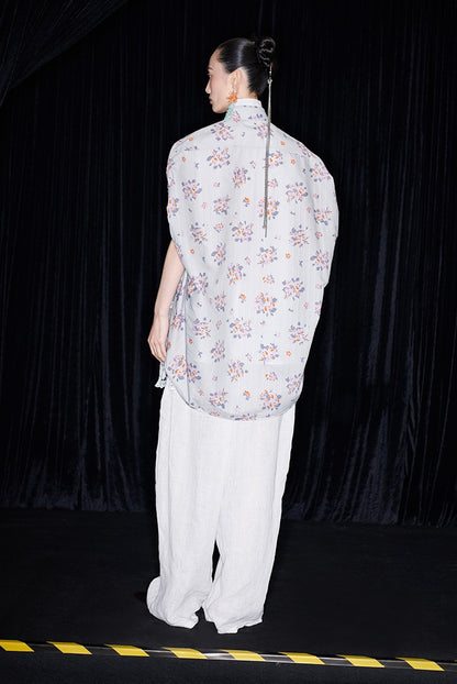 M essential Mackay designer Zen linen layered lace elasticated waist loose trousers - ZING.