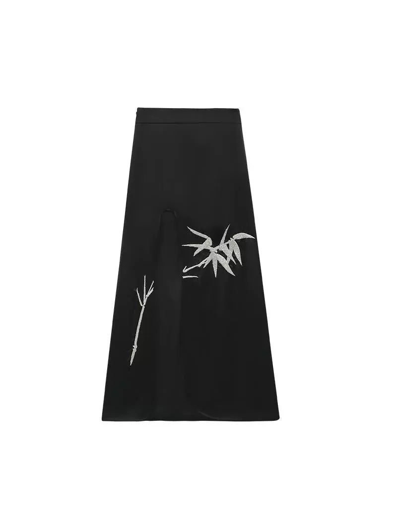 HECO Anti-Wrinkle Acetate black white maxi Skirt Women - where.