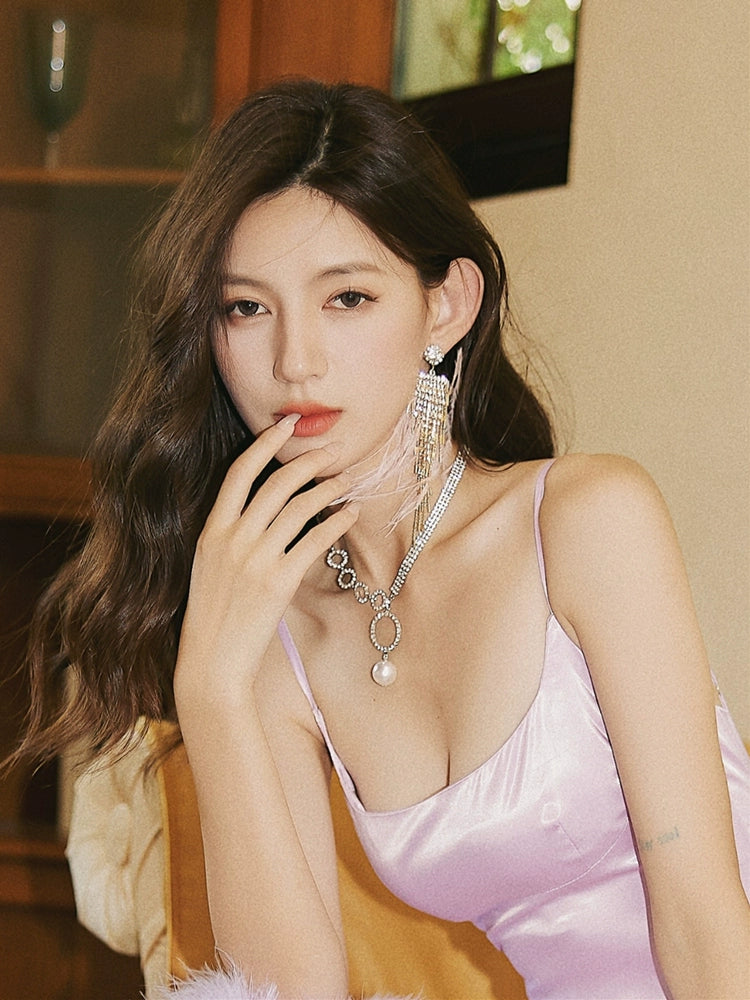 DOLLY Luxury Ostrich Feather Tassel Chic Earring-KIKI