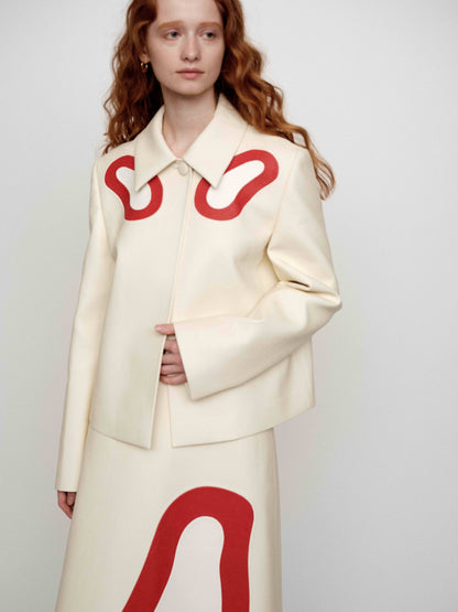 SERRER Contrast splicing long-sleeved leather jacket - MASONN.