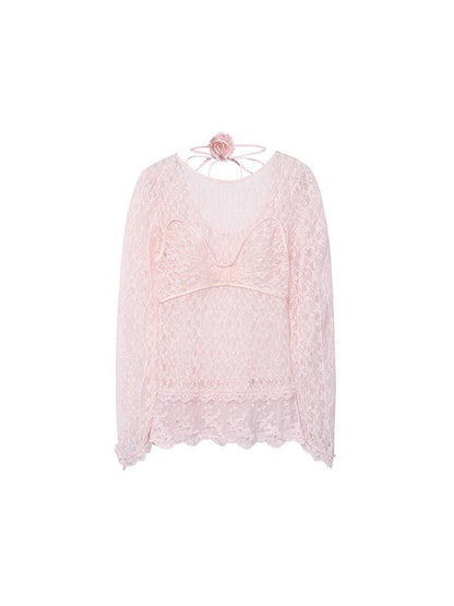 FAME Laphim romantic lace studded bead top