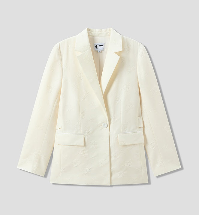 COMME MOI Lu Yan Designer's new women's high-speed commuter silk wool jacquard lapel suit - GRACIOUS.