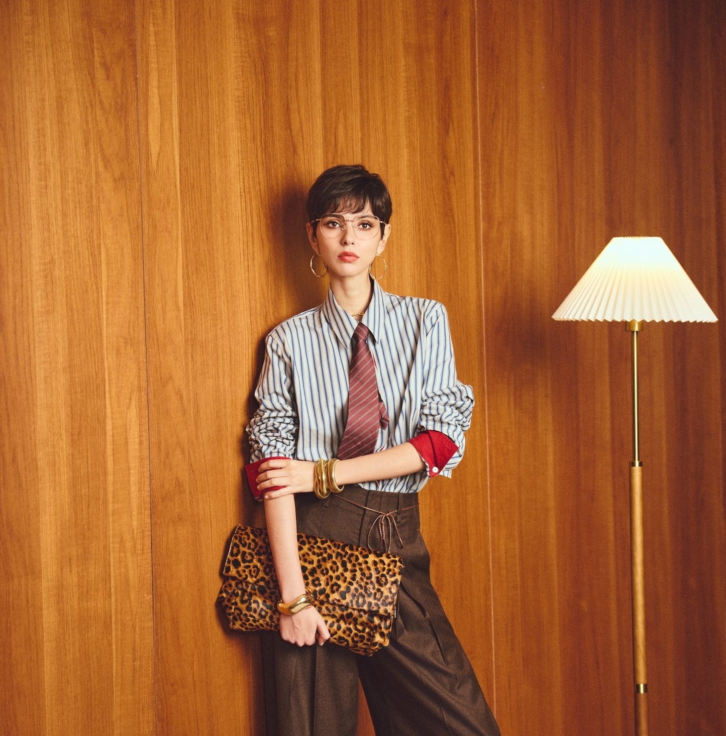 ANNASPEAK cotton up-and-down loose slimming striped long-sleeved long shirt-KILO.