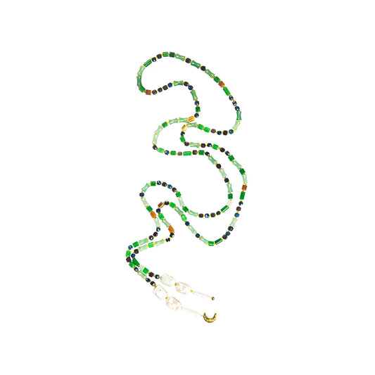 TUYUE multi-material jade baroque pearl stacked long necklace - ELENA.