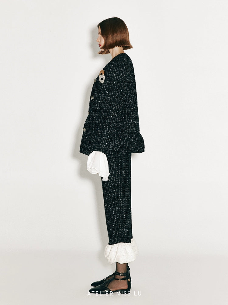 ATELIER MISS LU autumn three-dimensional bud hem tweed coat - LUCINDA