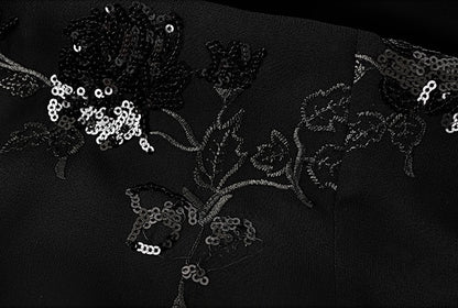 HECO Chinese Style Water Drop Neck Shoulder Embroidered Dress - SWEAT.