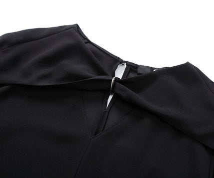 COMME MOI Designer Lu Yan Black Acetate Cutout Design Kink Pleated Shirt - LAINEY.