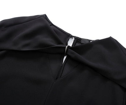 COMME MOI Designer Lu Yan Black Acetate Cutout Design Kink Pleated Shirt - LAINEY.