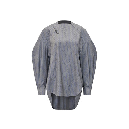 M essential Mackay designer sand diamond grey stripe diamond buckle silhouette shirt - ESHE .