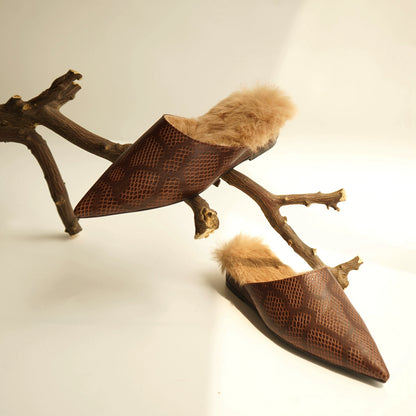 B-FEI pointed toe fur shoes-MARU.