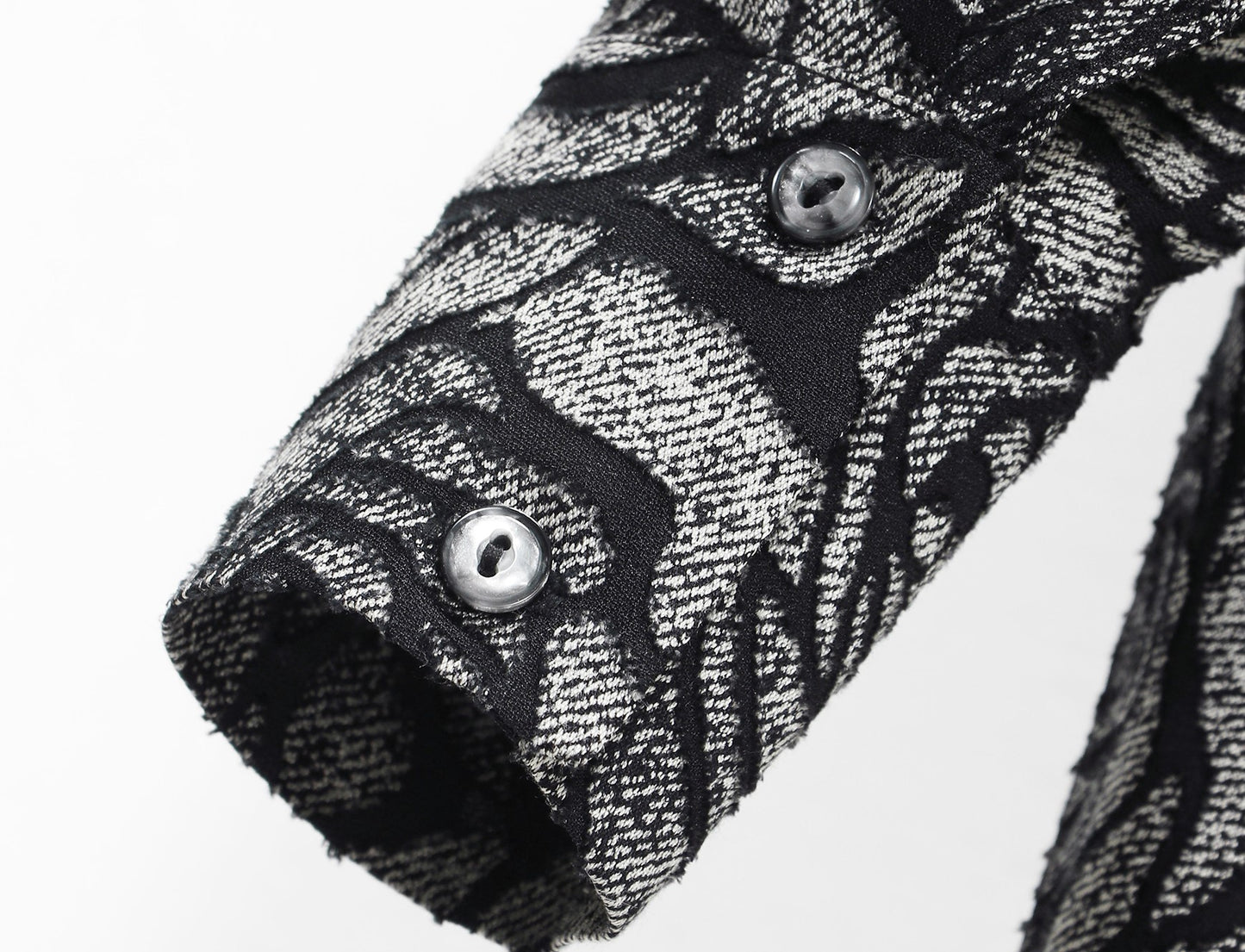 WANGXO | Rose Embossed Georgette with Cut Flowers Long Sleeve Cropped Shirt-SENA.